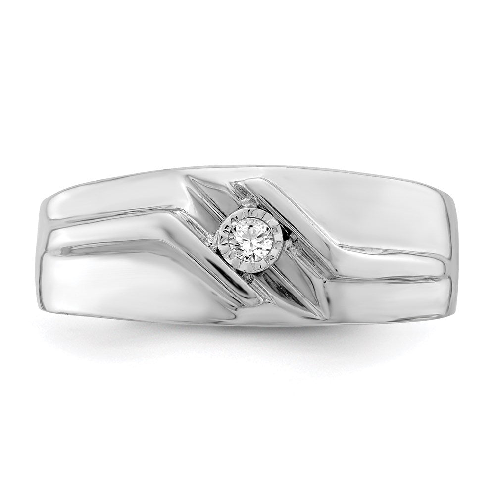 Sterling Silver Rhodium Plated Diamond Men's Ring