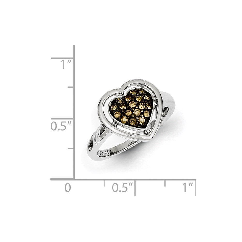 Sterling Silver Champagne Diamond Heart Ring