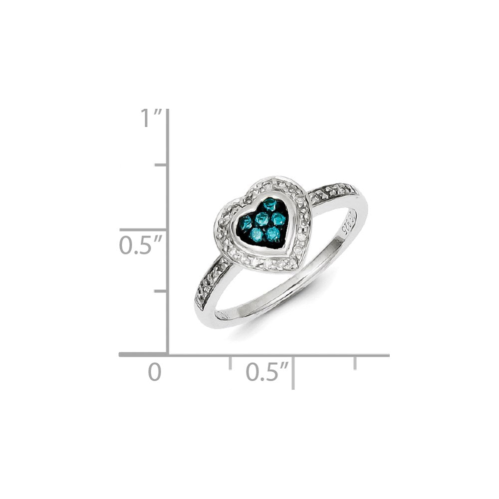 Sterling Silver Blue Diamond Small Heart Ring