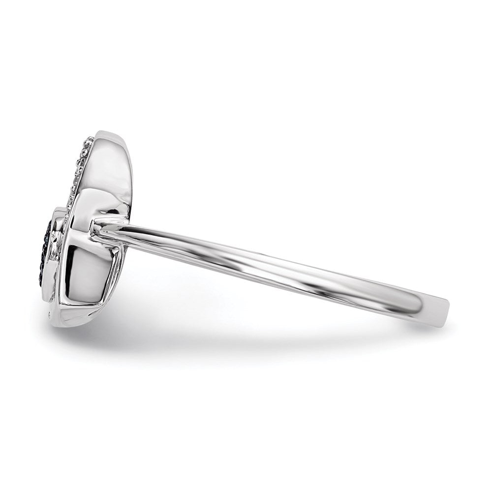 Sterling Silver Blue and White Diamond Heart Ring