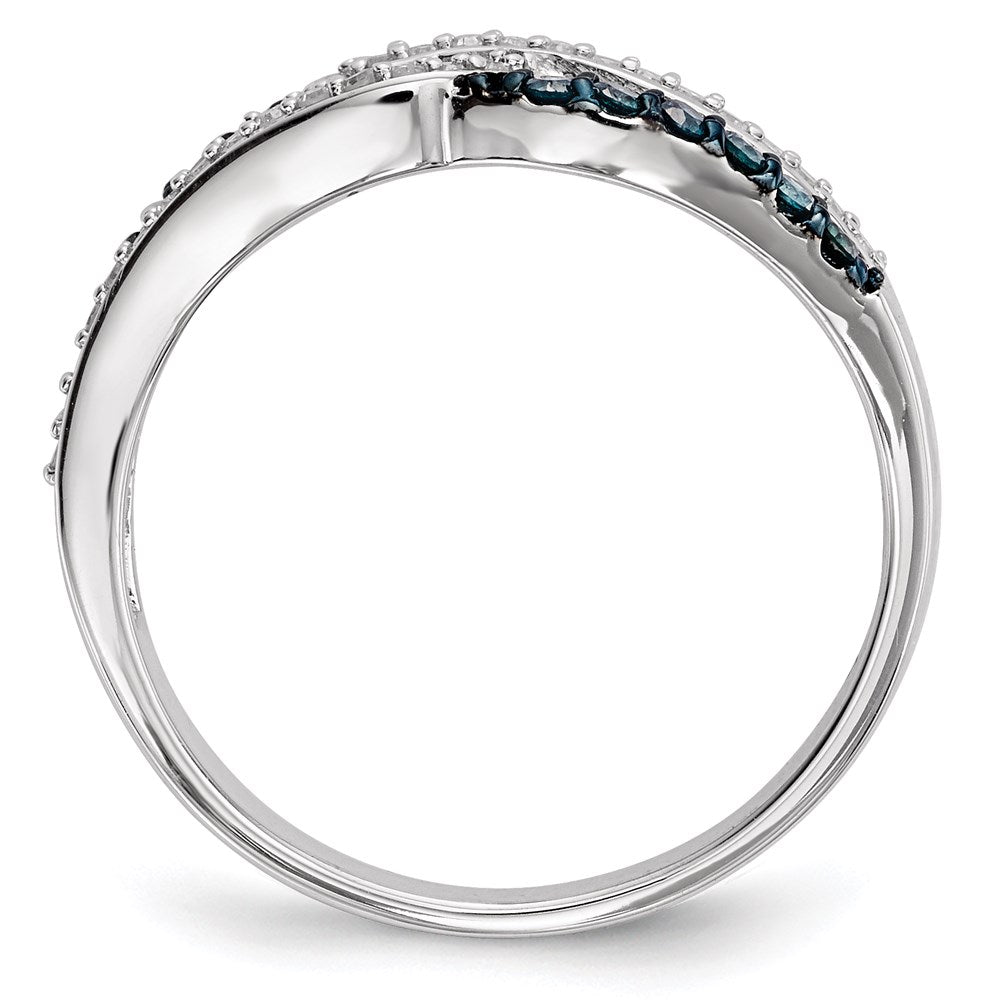 Sterling Silver Blue and White Diamond Ring