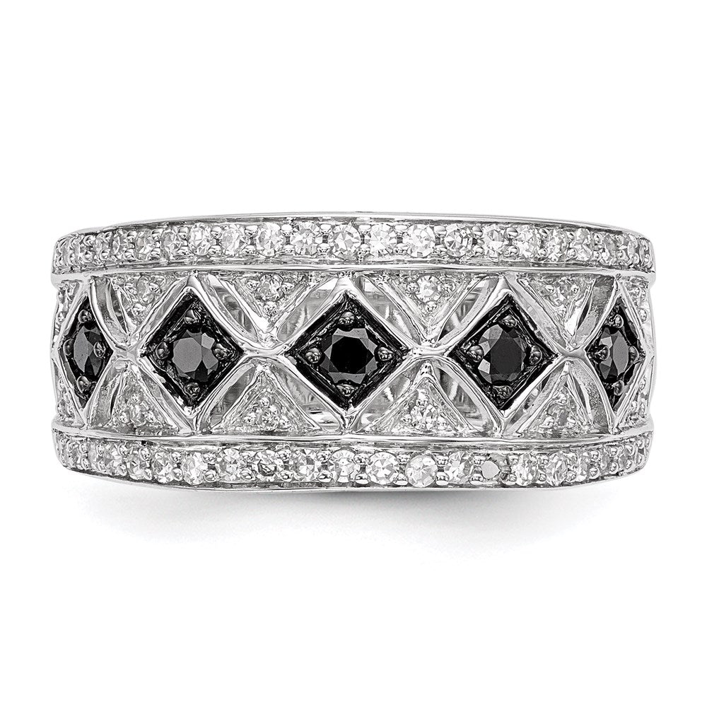 Sterling Silver Black/White Diamond Ring