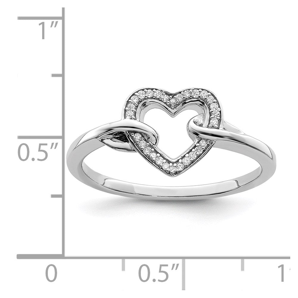 Sterling Silver Rhodium Plated Diamond Heart Ring