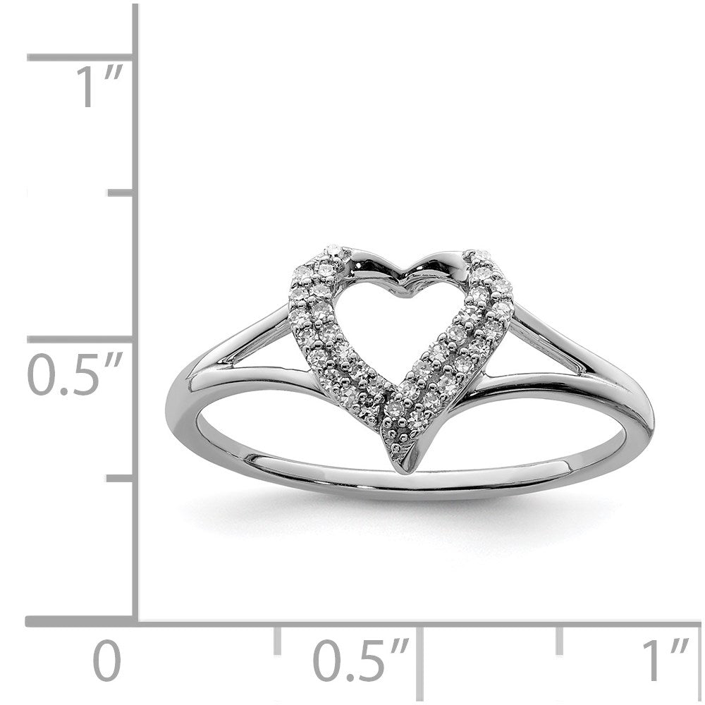 Sterling Silver Rhodium Diam. Heart Ring