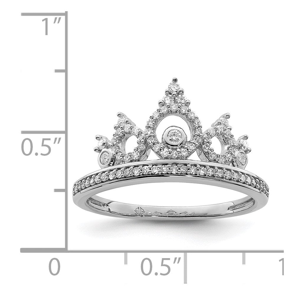 Sterling Silver Rhodium Plated Diamond Crown Ring