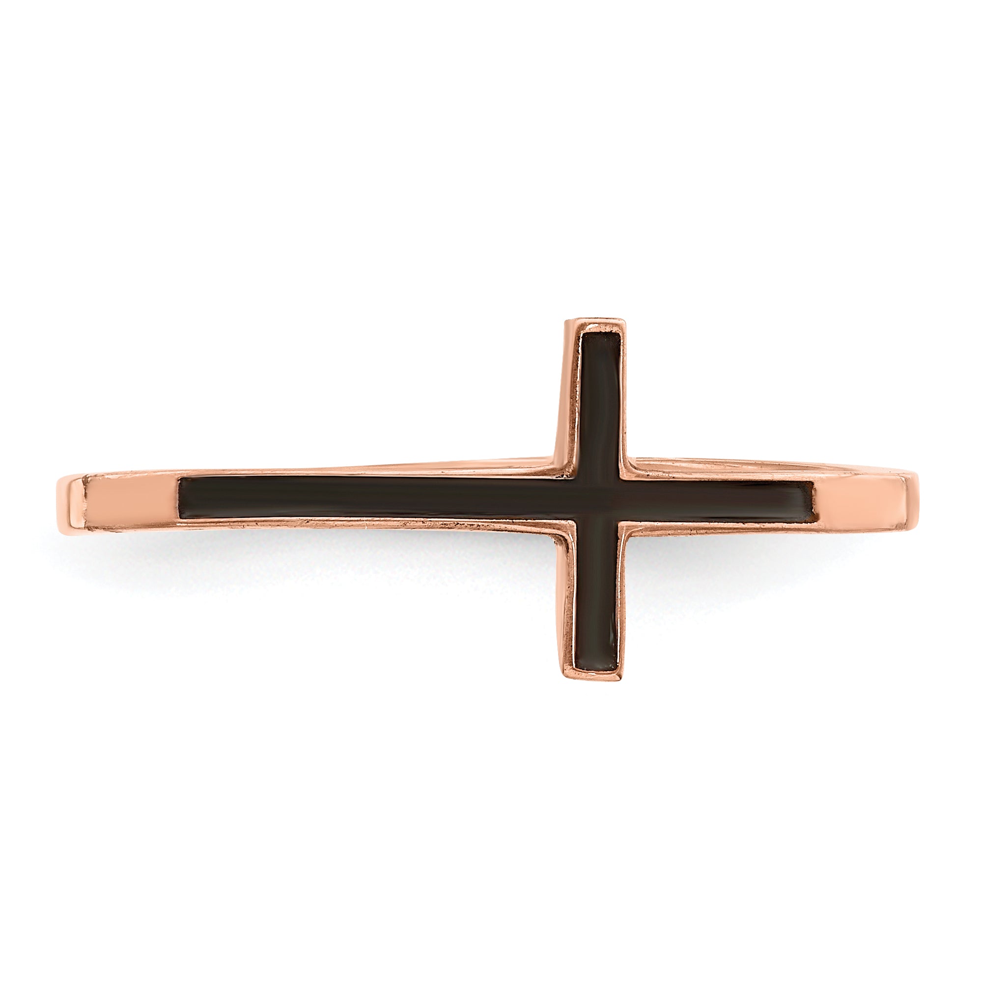 Sterling Silver Rose Gold-plated Antiqued Sideways Cross Ring