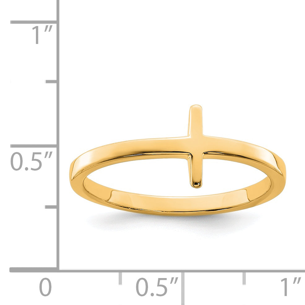 Sterling Silver Yellow Gold-plated Sideways Cross Ring