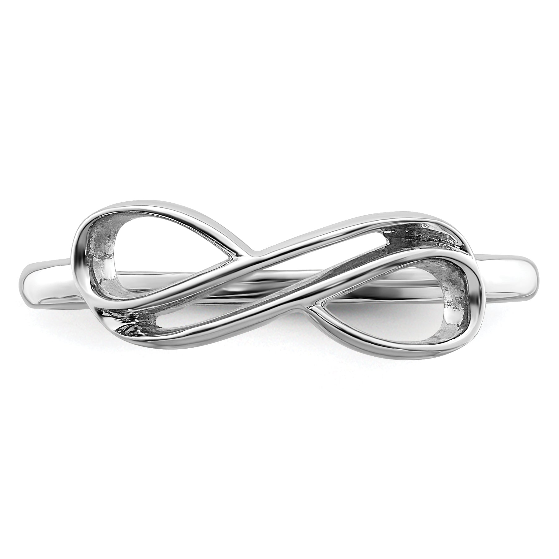 Sterling Silver Rhodium-plated Overlap Infinity Ring