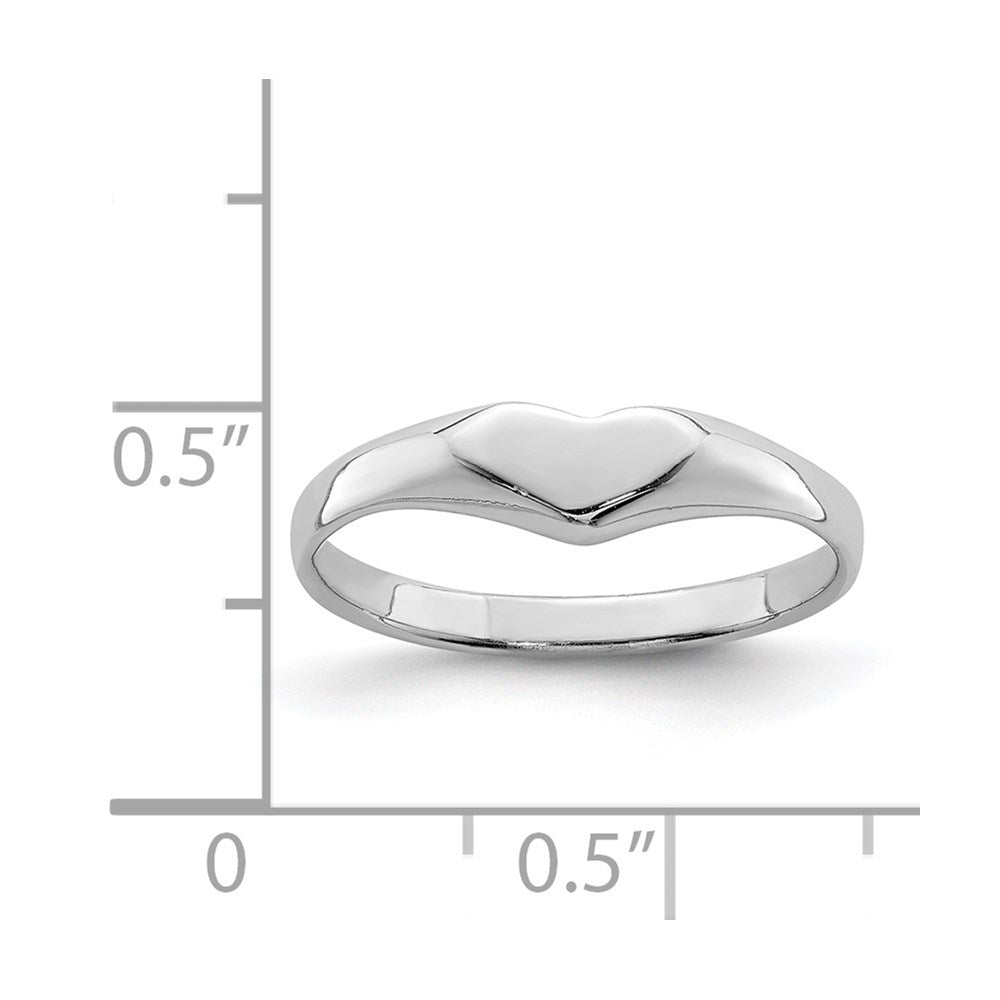 Sterling Silver RH-plated Polished Elongated Heart Children's Ring