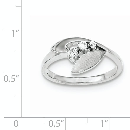 Sterling Silver Polished And Brushed CZ Ring