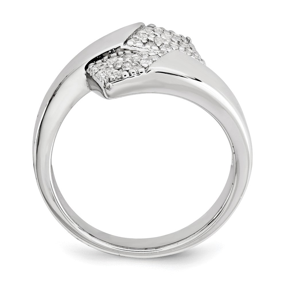 Sterling Silver Rhodium-plated w/CZ Ring