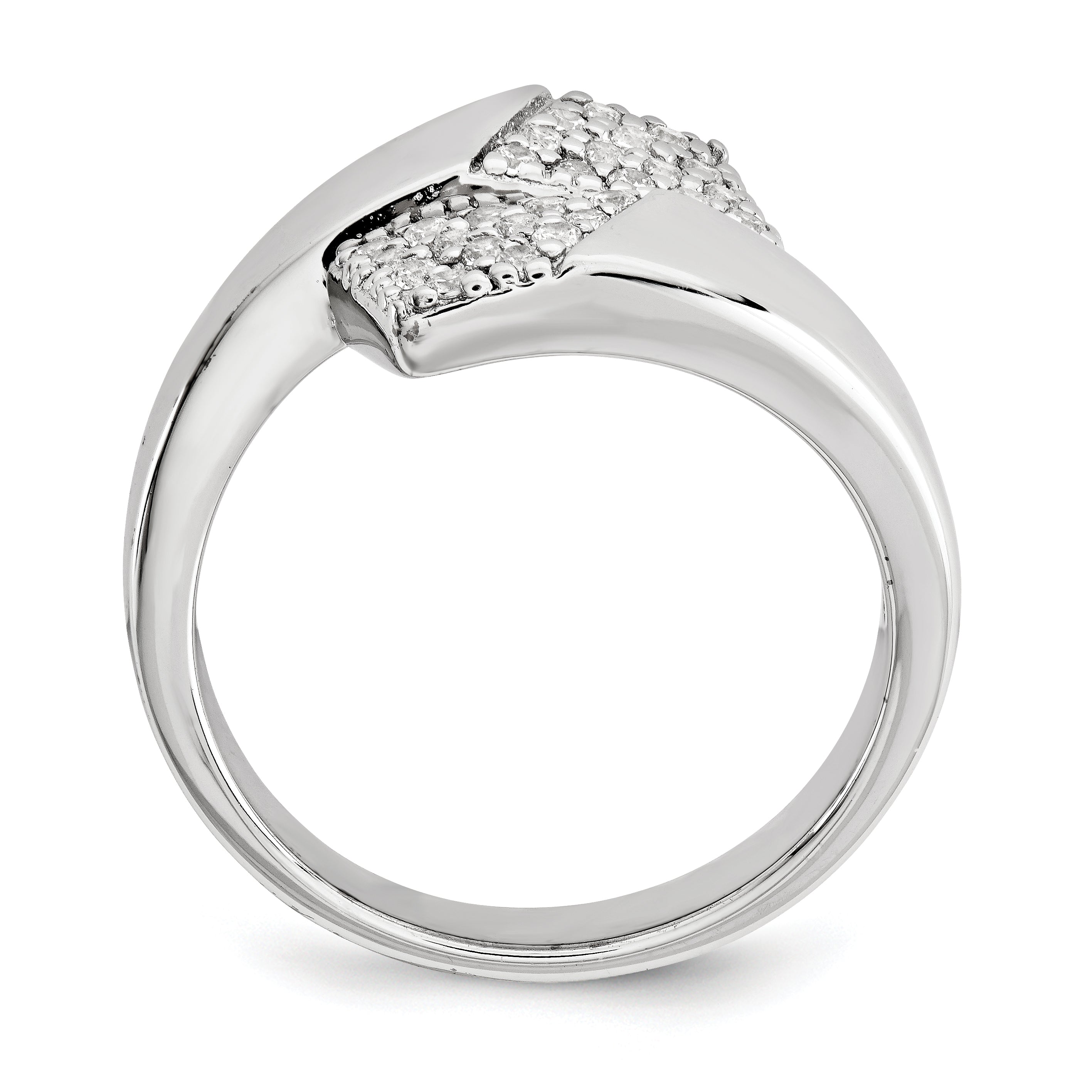 Sterling Silver Rhodium-plated w/CZ Ring