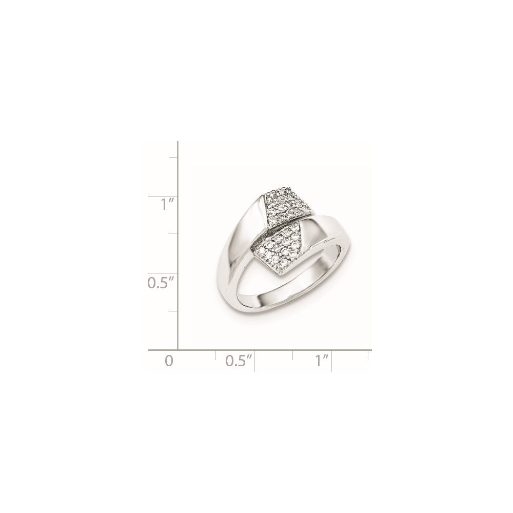 Sterling Silver Rhodium-plated w/CZ Ring