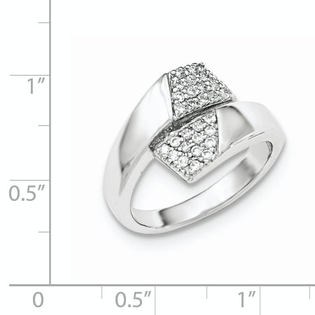Sterling Silver Rhodium-plated w/CZ Ring
