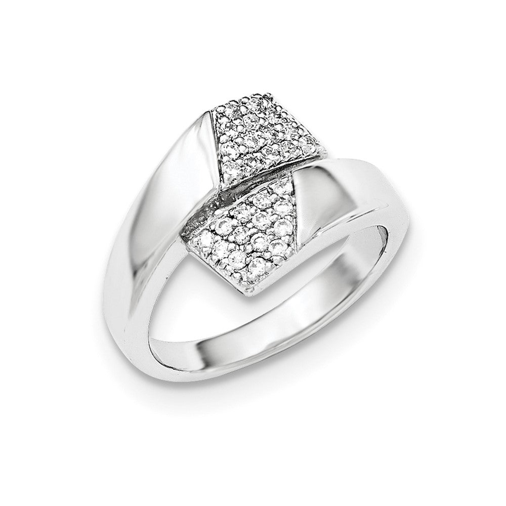 Sterling Silver Rhodium-plated w/CZ Ring