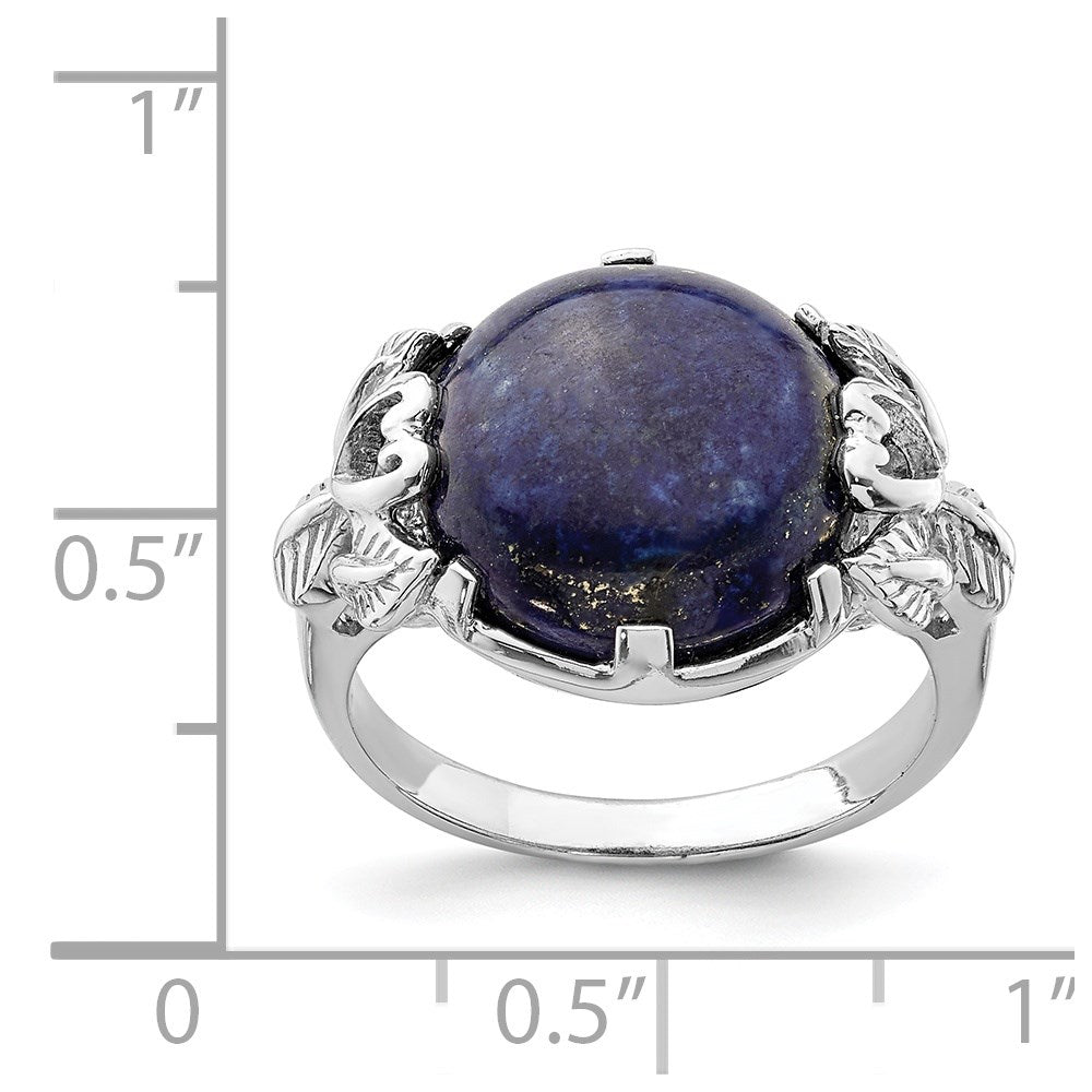 Sterling Silver Rhodium-plated Lapis Lazuli Ring