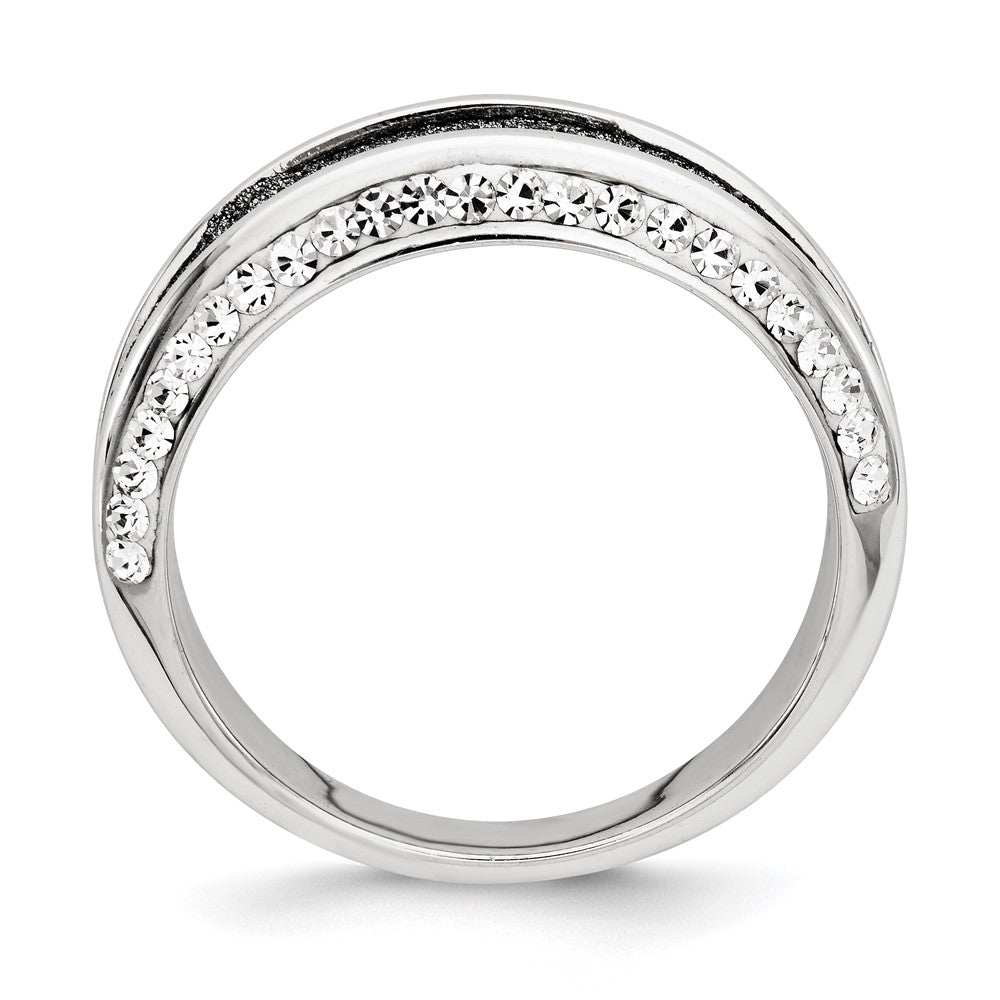 Sterling Silver Crystal Blue Laser Glitter Texture Ring