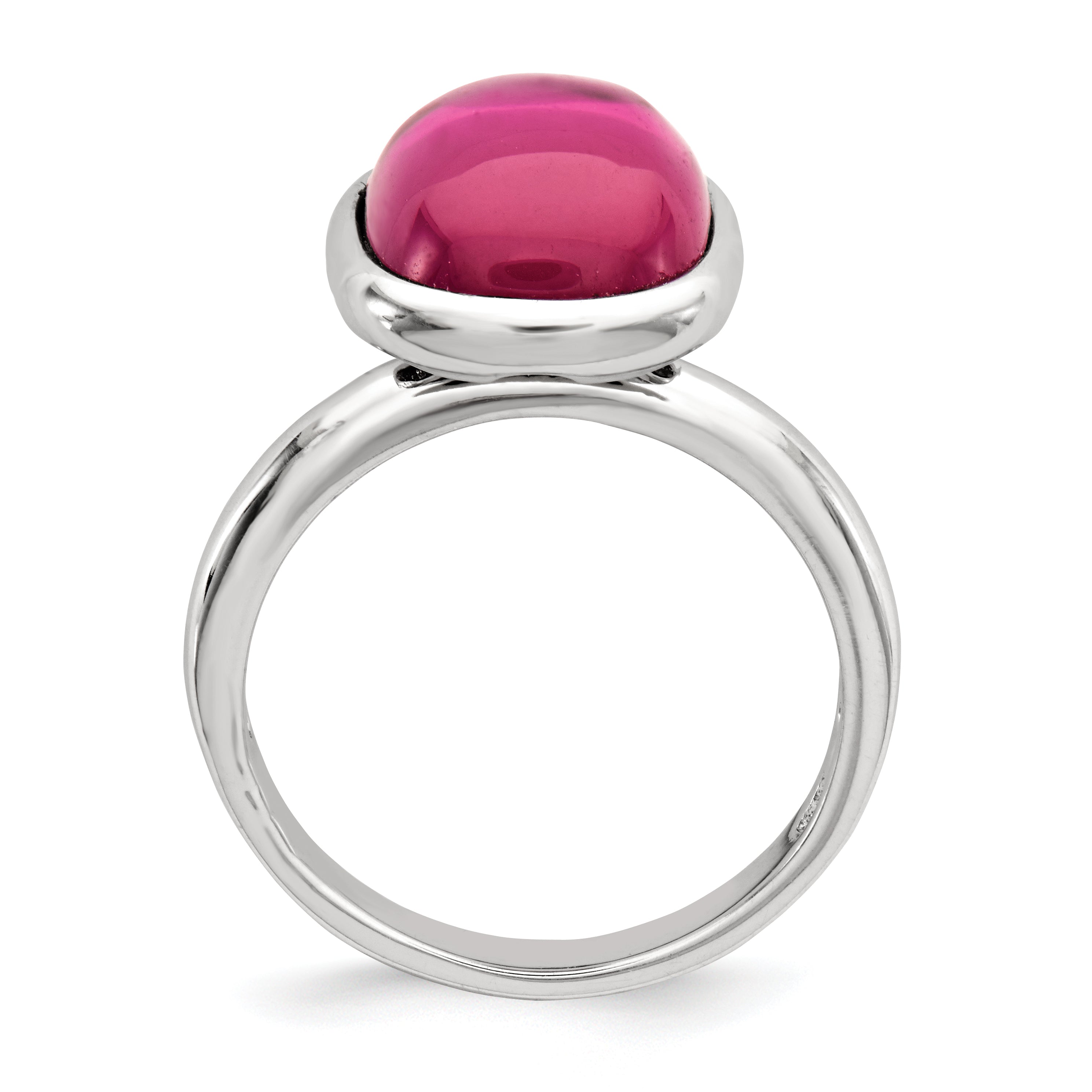 Sterling Silver Polished Synthetic Red Bead Ring