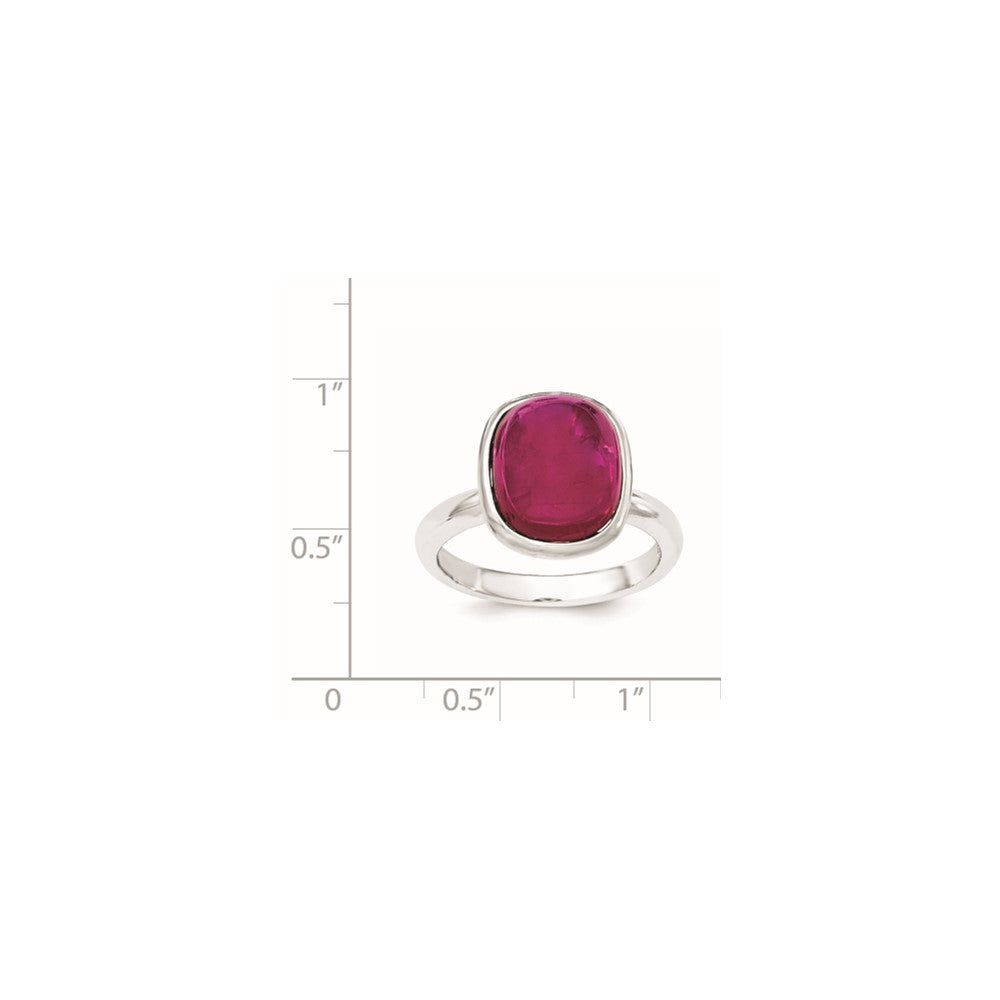 Sterling Silver Polished Synthetic Red Bead Ring