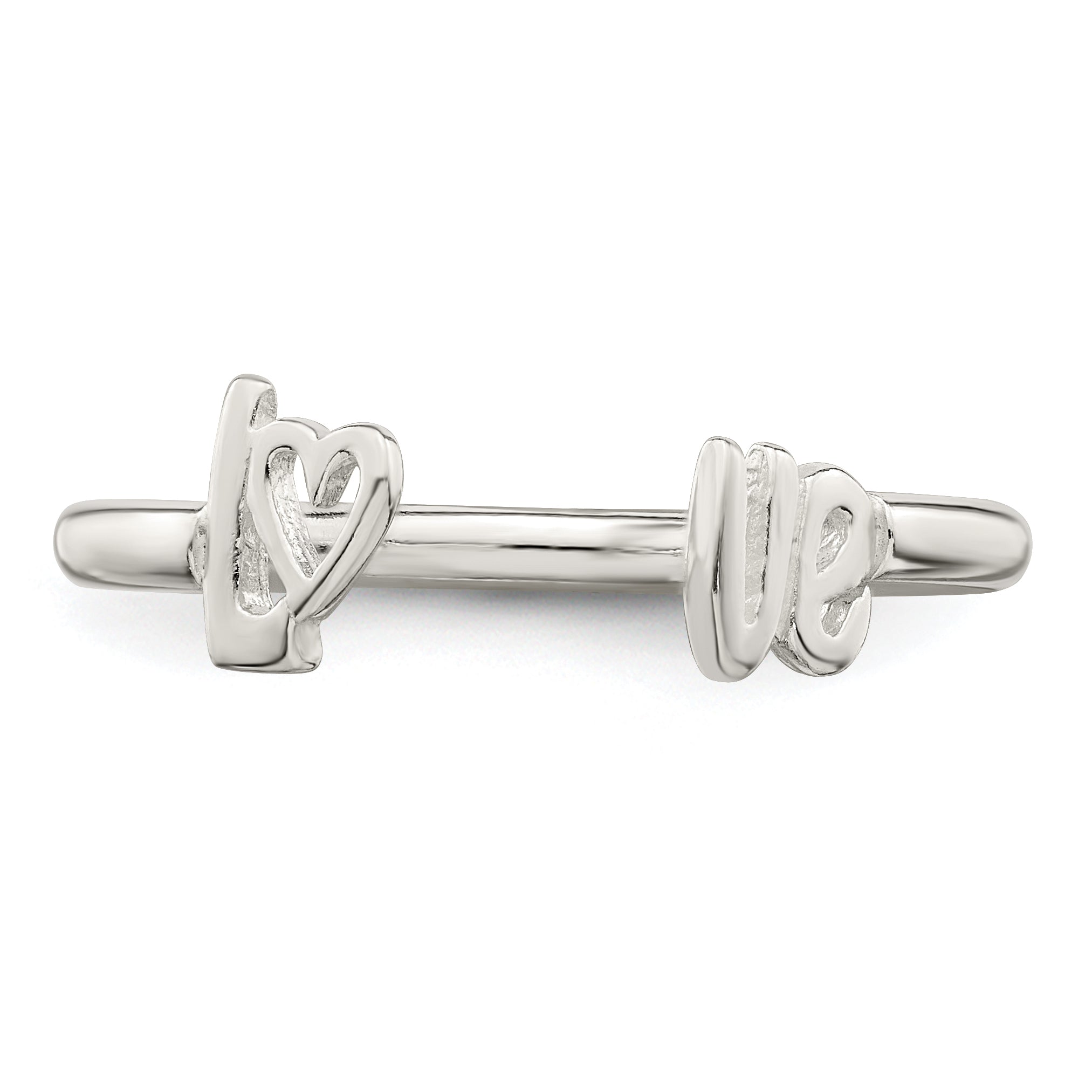 Sterling Silver Polished 'Love' Adjustable Ring