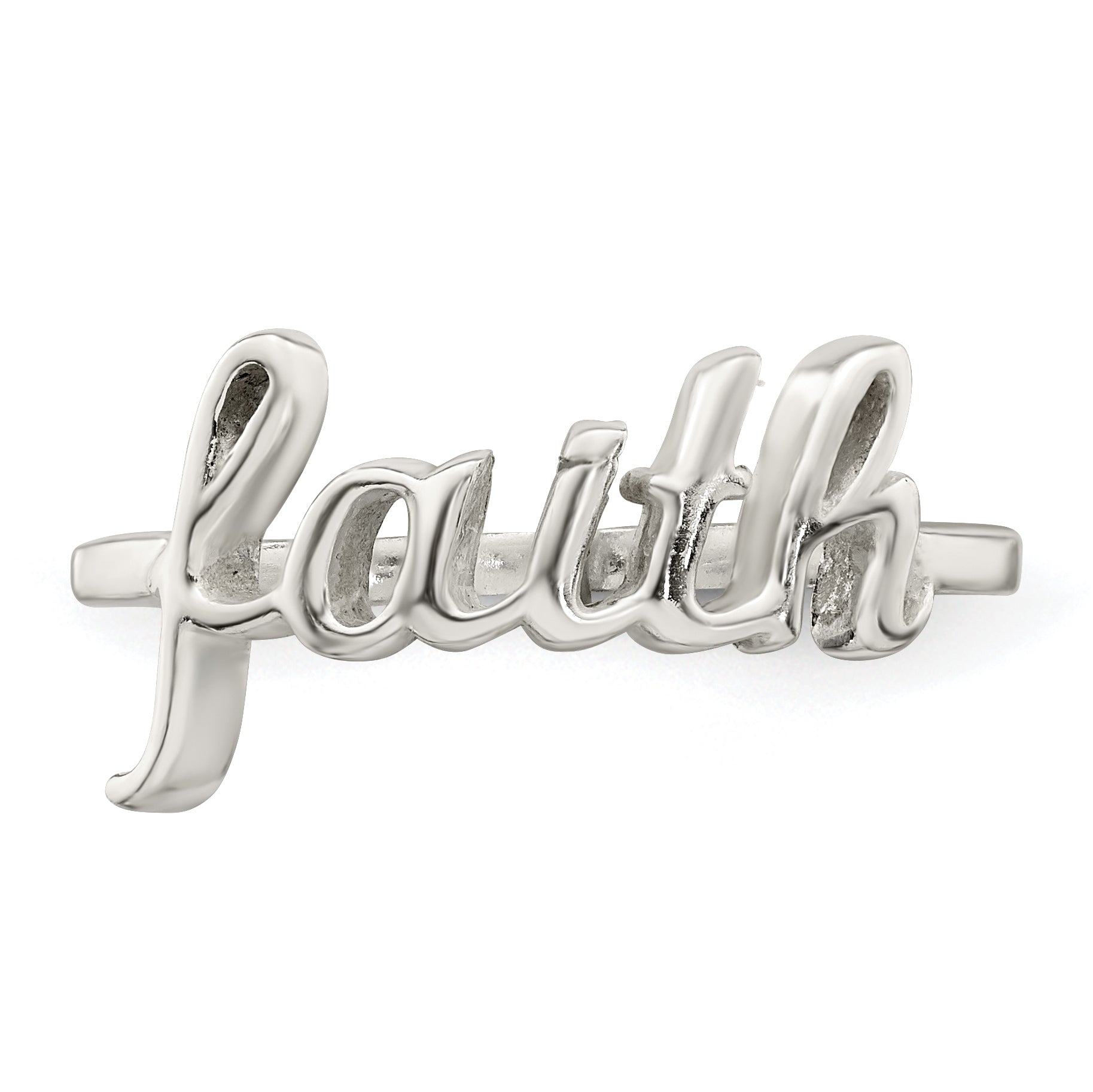 Sterling Silver Polished 'Faith' Ring