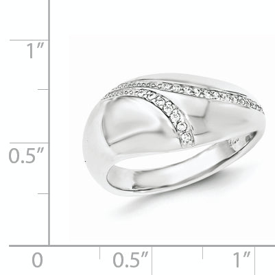 Sterling Silver Polished CZ Dome Ring