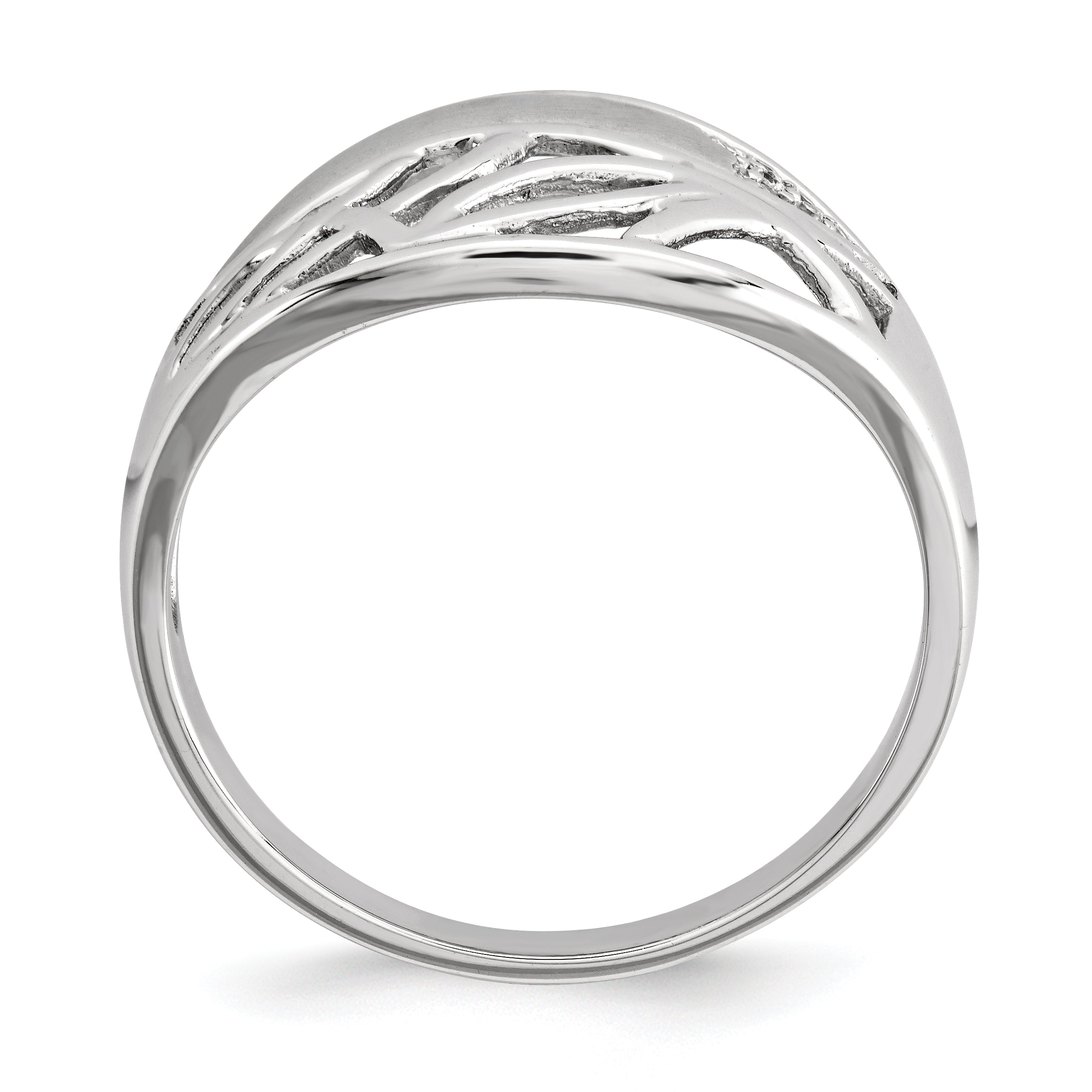 Sterling Silver Polished & Satin CZ Pattern Ring