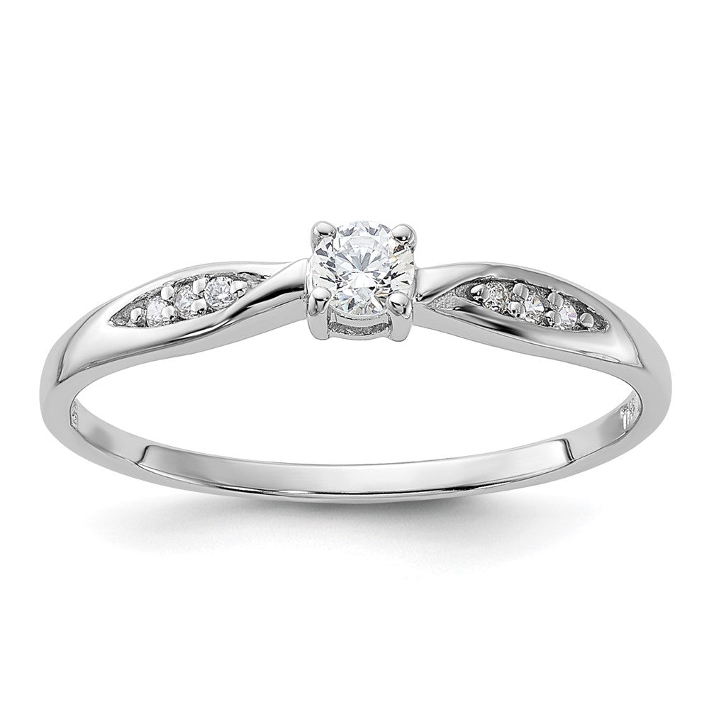 Sterling Silver Rhodium-plated Polished and CZ Ring