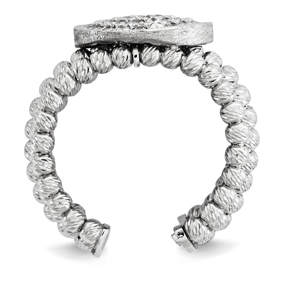Sterling Silver Rhodium-plated 5-strand Beaded Swarovski Crystal Ring