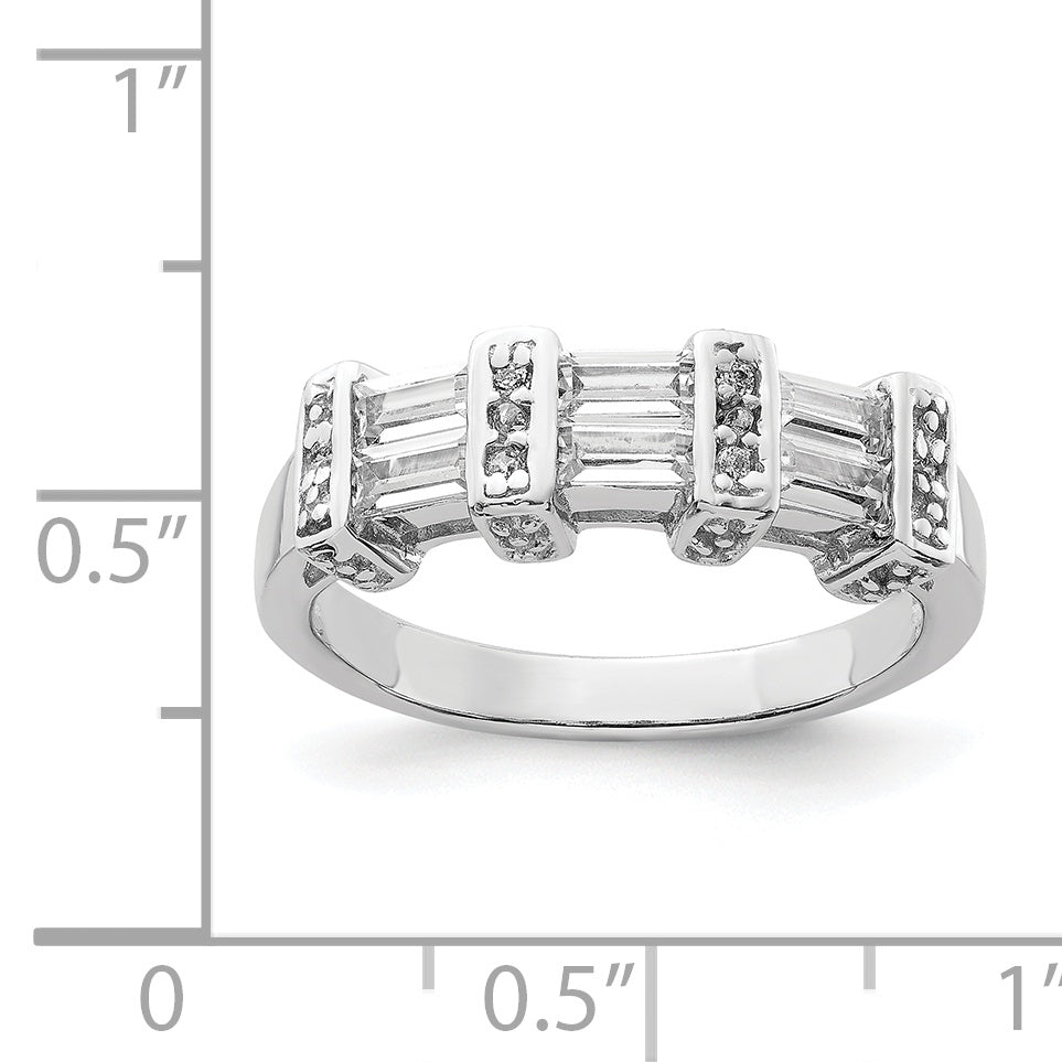 Sterling Silver Polished Rhodium Plating CZ Ring