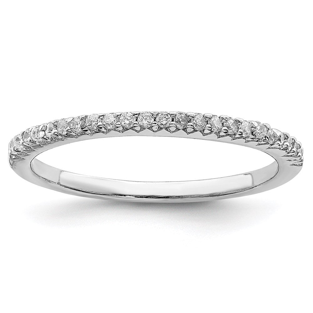 Sterling Silver Rhodium-plated Polished CZ Ring