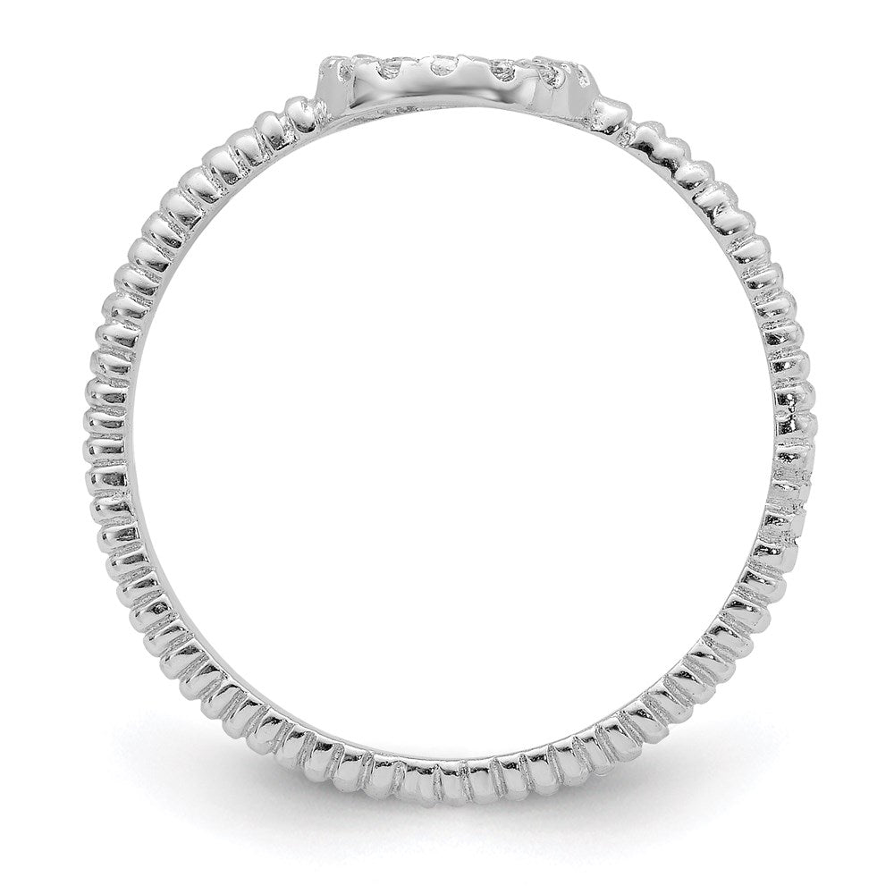 Sterling Silver Rhodium-plated Polished & Textured CZ Peace Ring