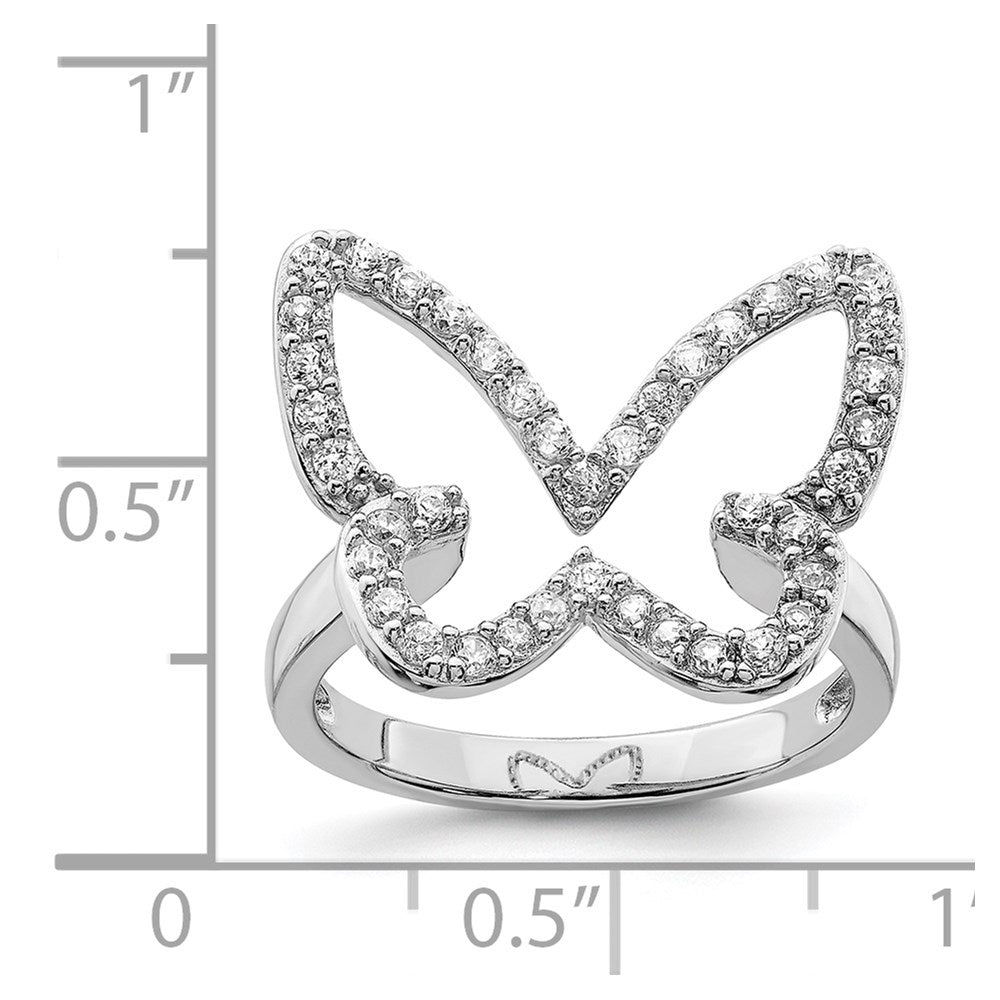 Sterling Silver Rhodium-plated CZ Butterfly Ring