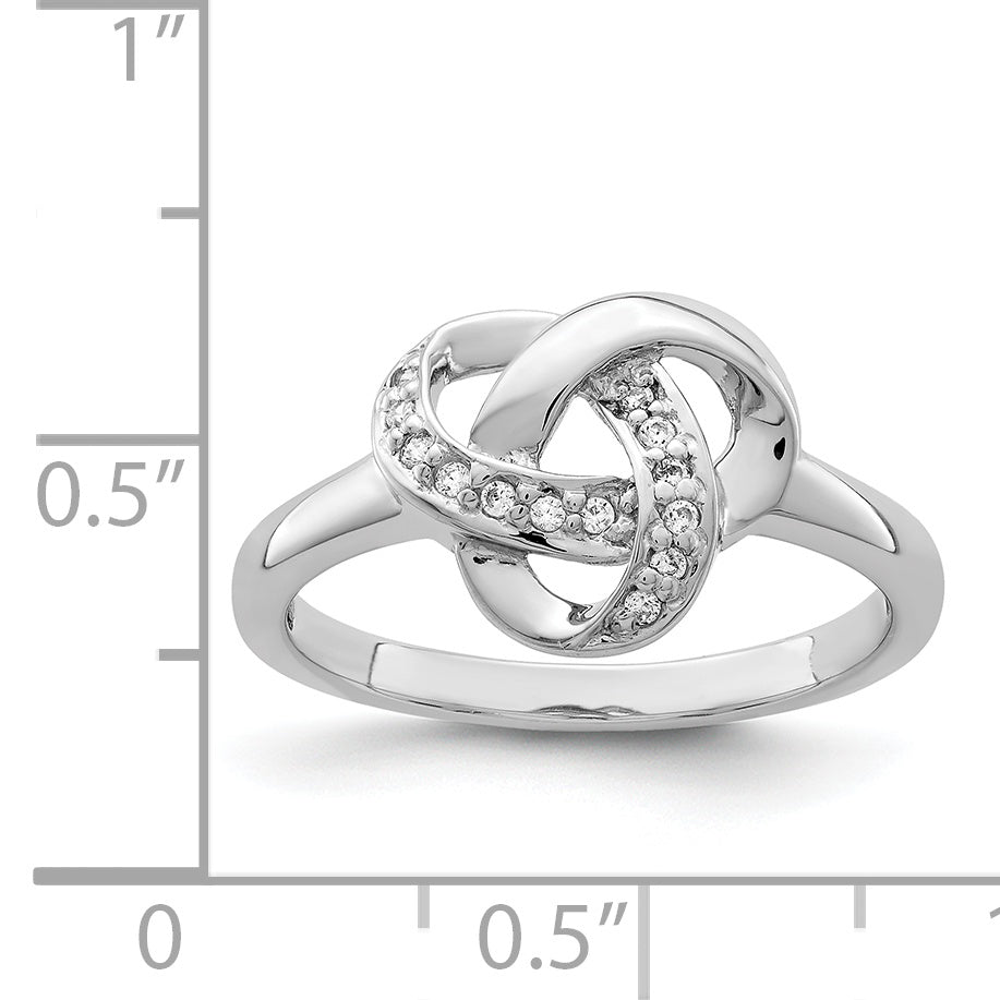 Sterling Silver Rhodium-plated CZ Knot Ring