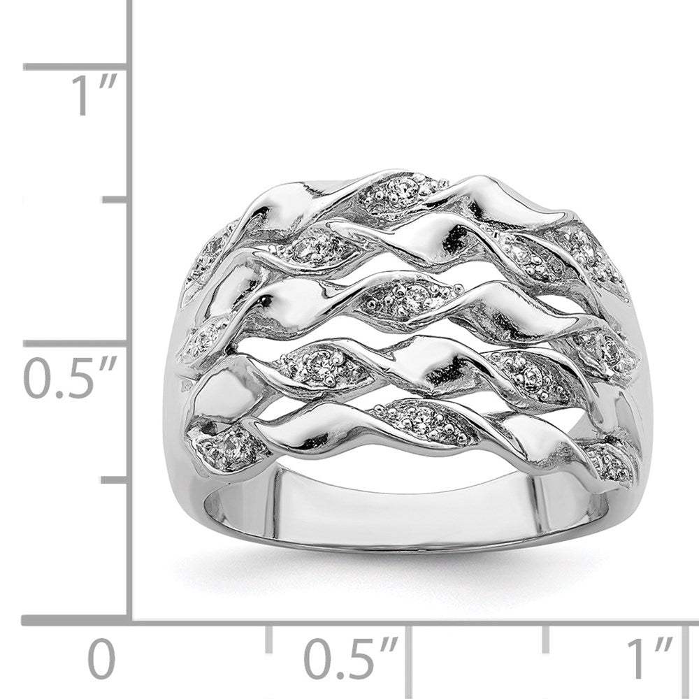 Sterling Silver Rhodium-plated CZ Ring