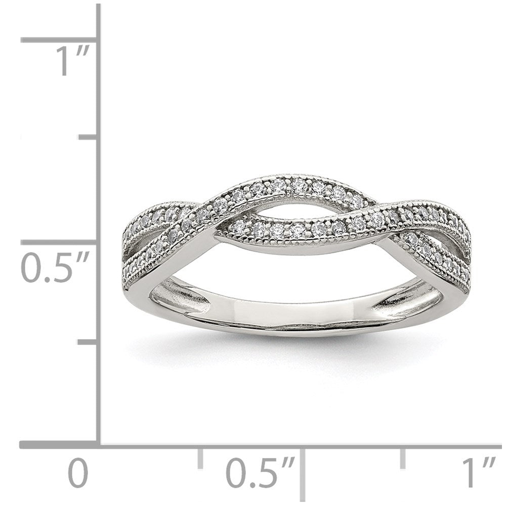 Sterling Silver Rhodium-plated CZ Ring