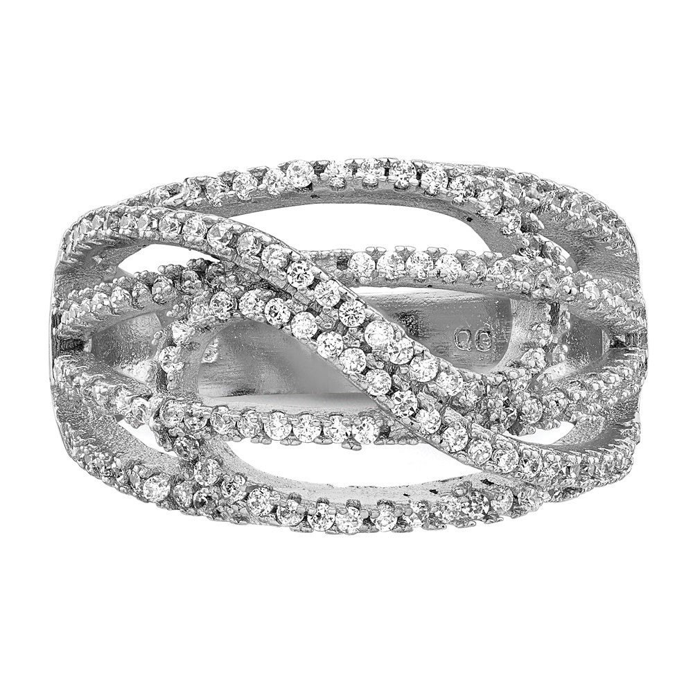 Sterling Silver Rhodium-plated CZ Micro pavÇ Ring