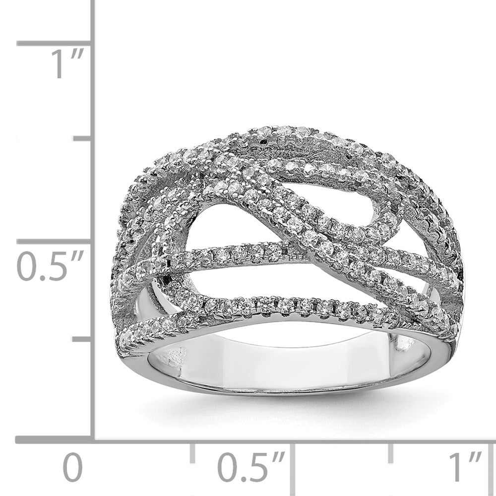 Sterling Silver Rhodium-plated CZ Micro pavÇ Ring