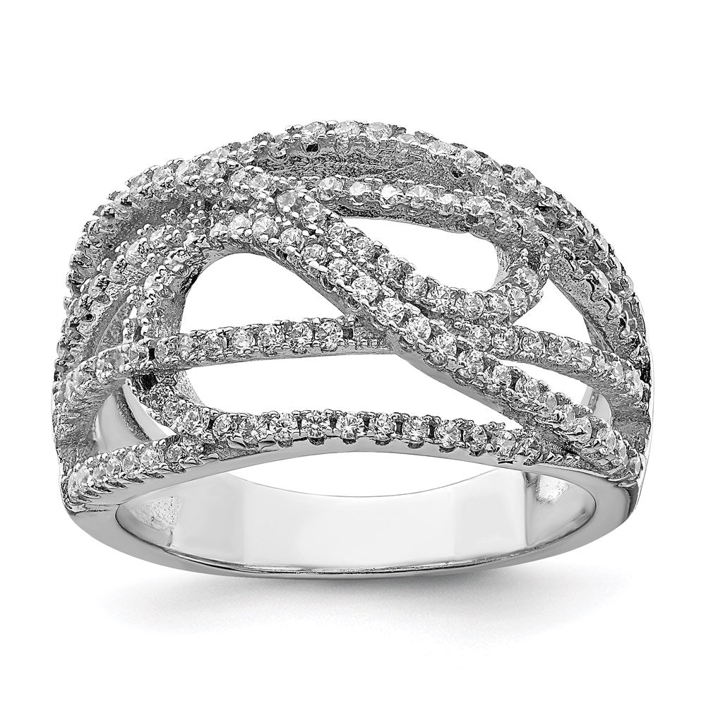 Sterling Silver Rhodium-plated CZ Micro pavÇ Ring