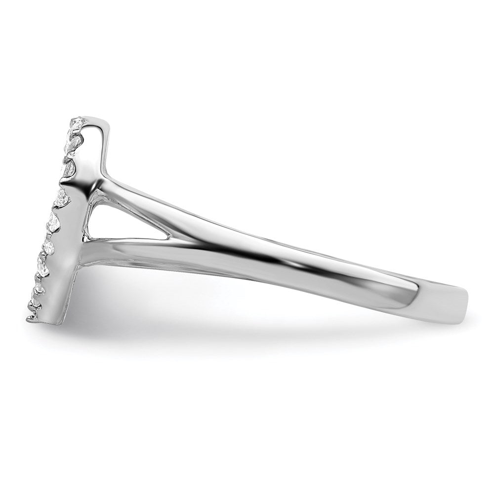 Sterling Silver Rhodium-plated Polished CZ Heart Ring