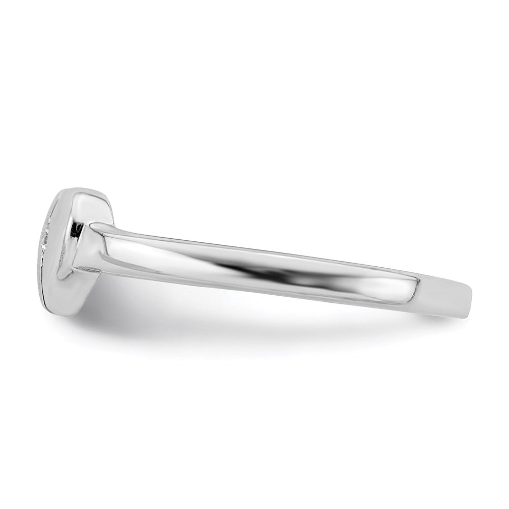 Sterling Silver Rhodium-plated Polished CZ Heart Ring