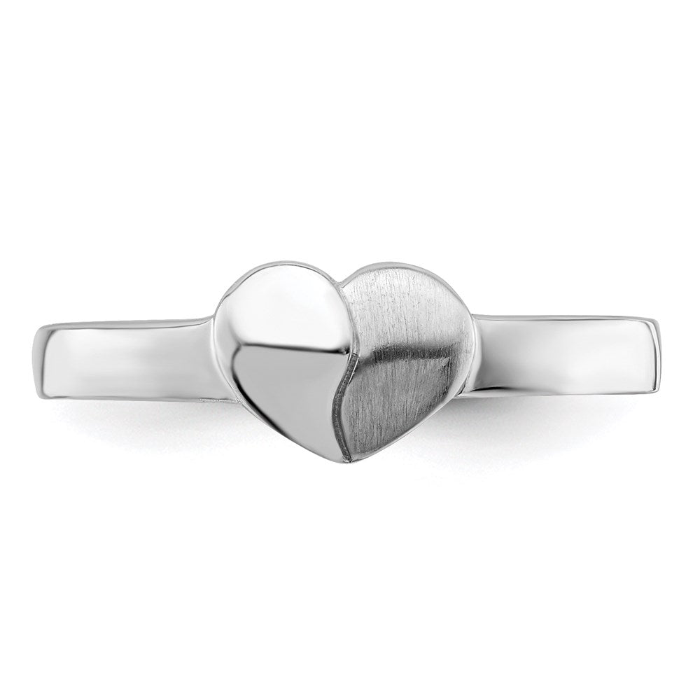 Sterling Silver Rhodium-plated Polished/Satin Heart Ring