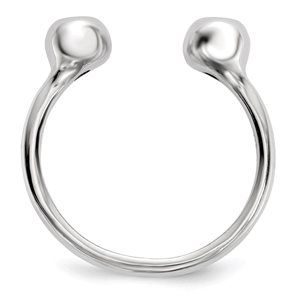 Sterling Silver Rhodium-plated Polished CZ Adjustable Cuff Ring