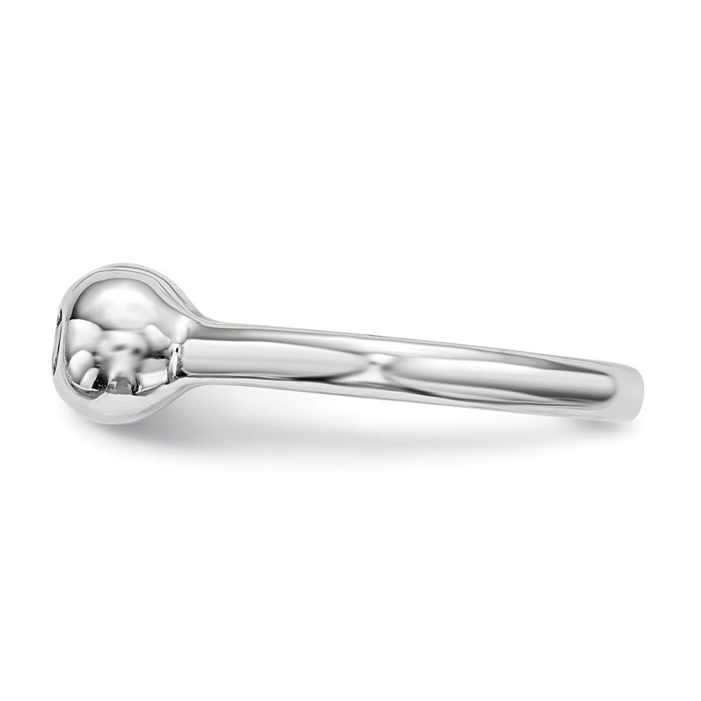 Sterling Silver Rhodium-plated Polished CZ Adjustable Cuff Ring