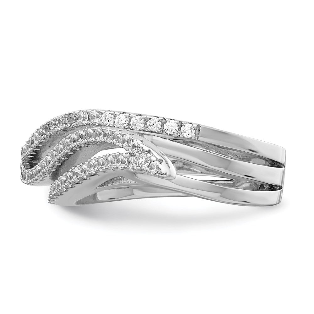Sterling Silver Rhodium-plated CZ Ring