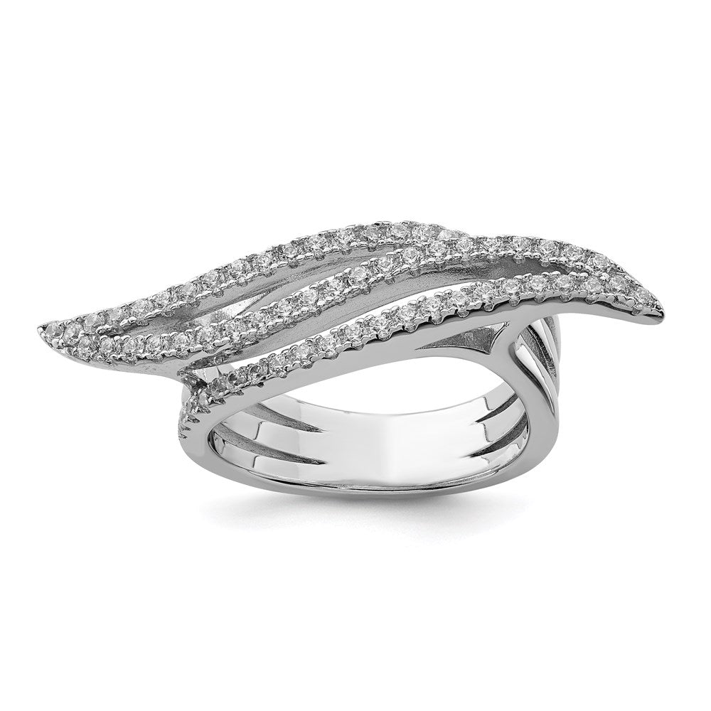 Sterling Silver Rhodium-plated CZ Ring