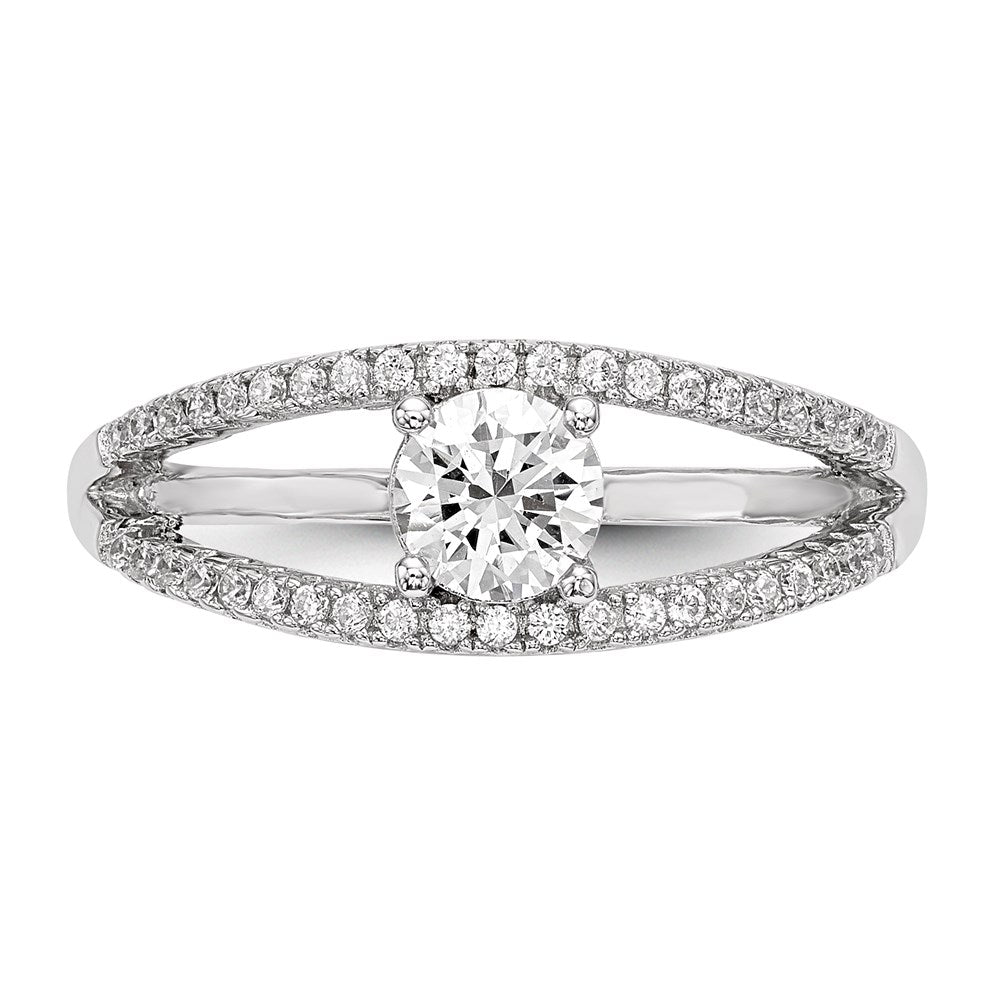 Sterling Silver Rhodium-plated CZ Ring
