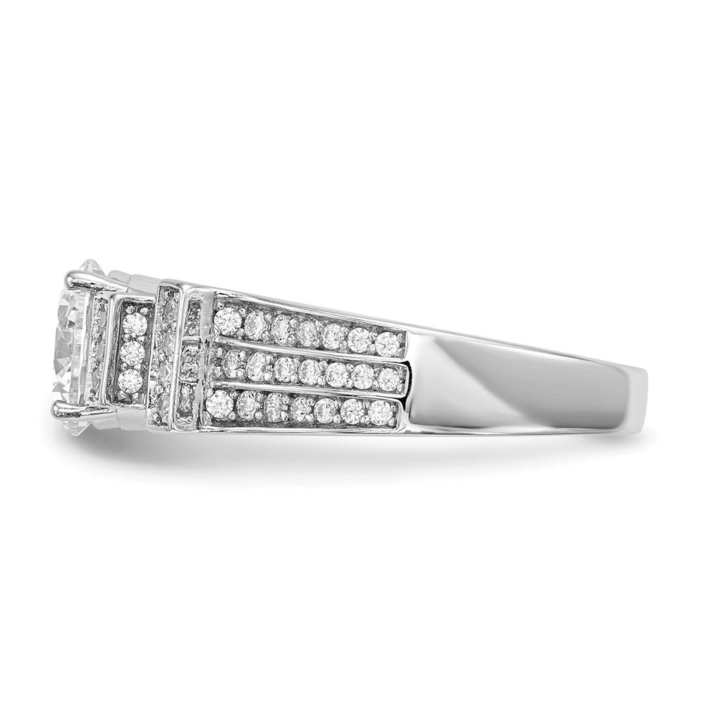 Sterling Silver Rhodium-plated CZ Tiered PavÇ Ring