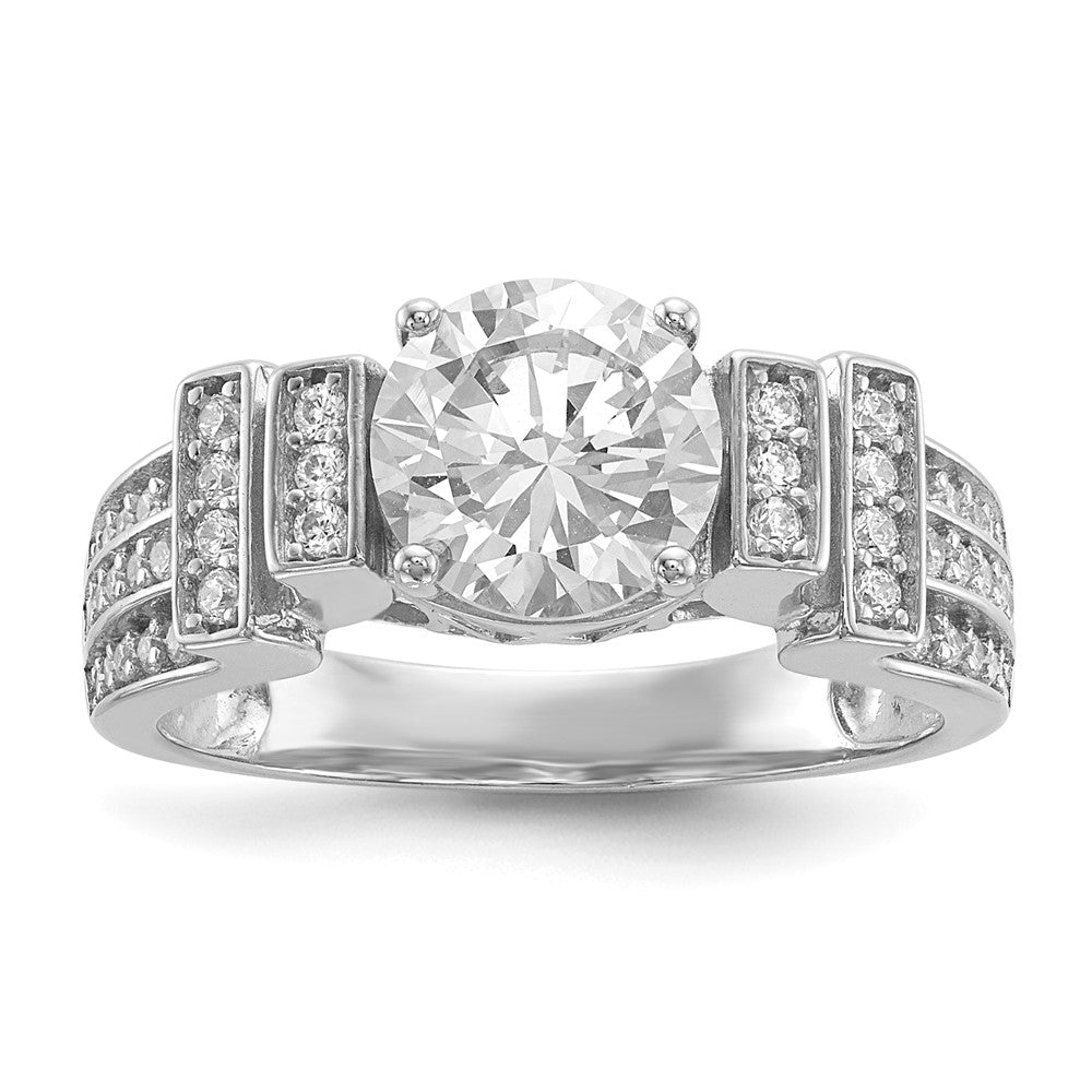 Sterling Silver Rhodium-plated CZ Tiered Pav√á Ring