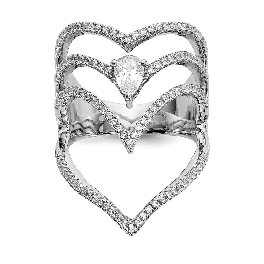Sterling Silver Rhodium-plated CZ Ring